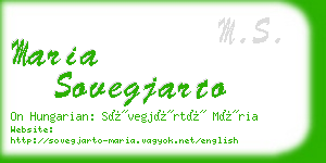 maria sovegjarto business card